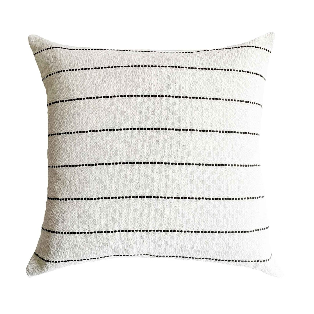 Black and White Stripe Pillow, Textured Stripe Pillow Cover, Boho