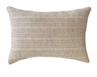 Schumacher Pillow | Textured Neutral Pillow, Many Sizes, Euro Sham, Neutral Striped Pillow