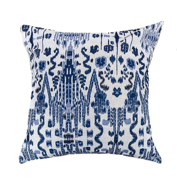 blue ikat pillow