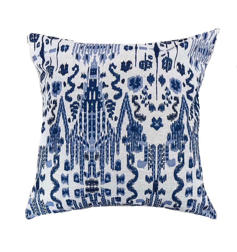 Navy Ikat Pillow Cover, MUMBAI, Blue Ikat Pillow Cover, Tribal Pillow, Boho Pillows, Euro Sham, Lumbar, Boho Pillows, Navy Pillows image 1