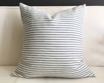 Gray Ticking Stripe Pillow, GRAYSON, Gray Ticking Stripe Pillow, MANY SIZES, Euro Sham, Lumbar Pillow