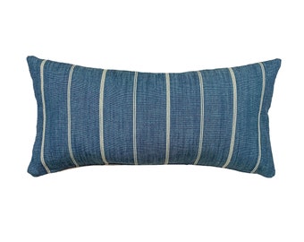 Long Blue Lumbar Pillows, Blue Striped Pillow, Blue Pillows, Many Sizes, 14x36 Lumbar Pillows, Studio Pillows