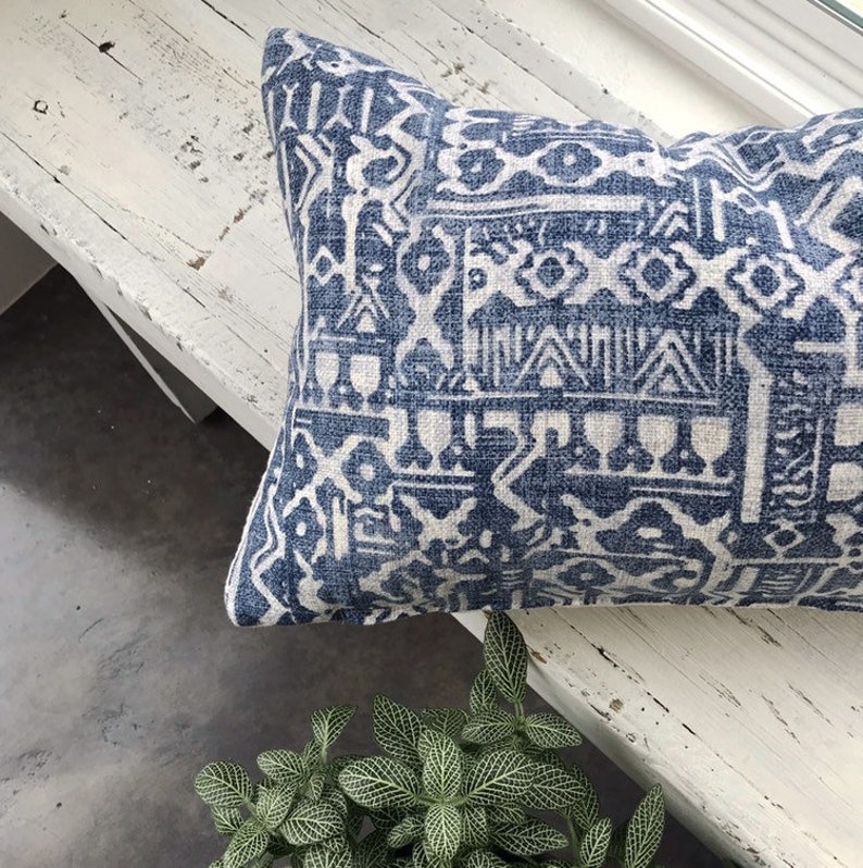 Indigo Pillow Cover Blue Pillow Cover TABER Tribal Pillow Etsy