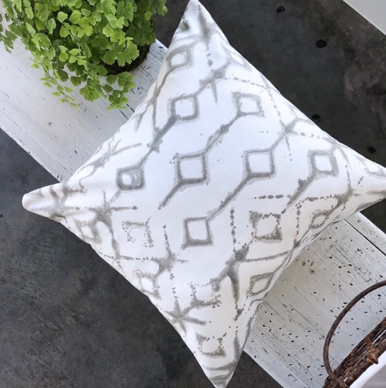 ALEX Pillow Cover Lumbar Gray Ikat Pillow Cover Euro Sham Many Sizes