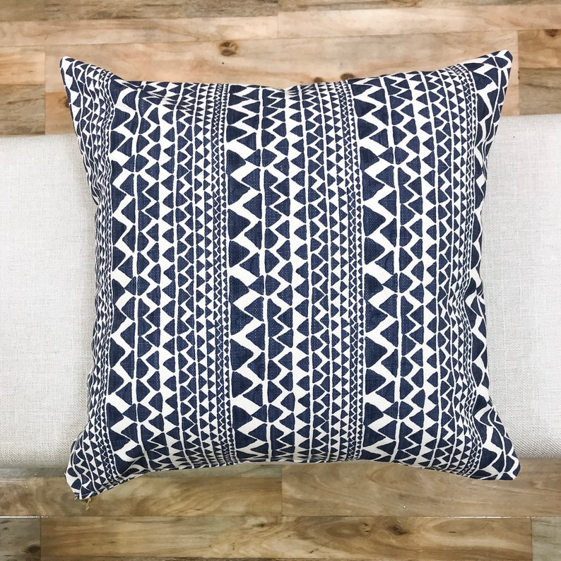 Blue Boho Pillow Cover JOAQUIN Navy Blue Pillow Cover Etsy