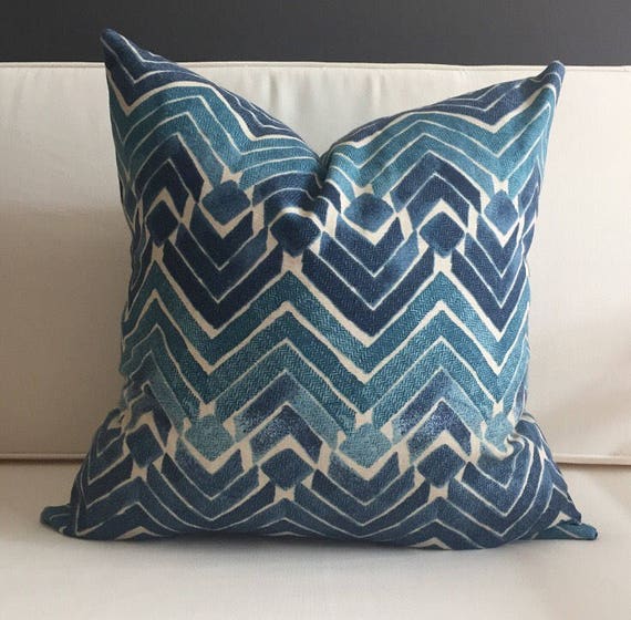 Blue Tribal Pillow Cover SIMONA Navy 14x14 burgundy turquoise ikat pillow