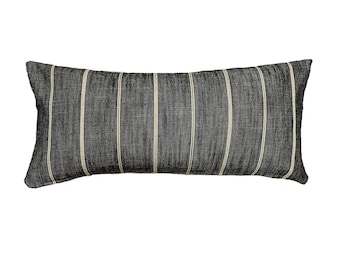 Long Lumbar Pillow, Black Striped Pillow, PEARCE, Black and Cream Pillow, 20x54 Body Pillow, 12x24 Lumbar Pillow, Studio Pillows