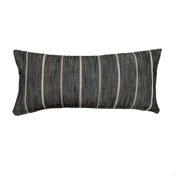 Long Lumbar Pillow Black Striped Pillow PEARCE Black and - Etsy