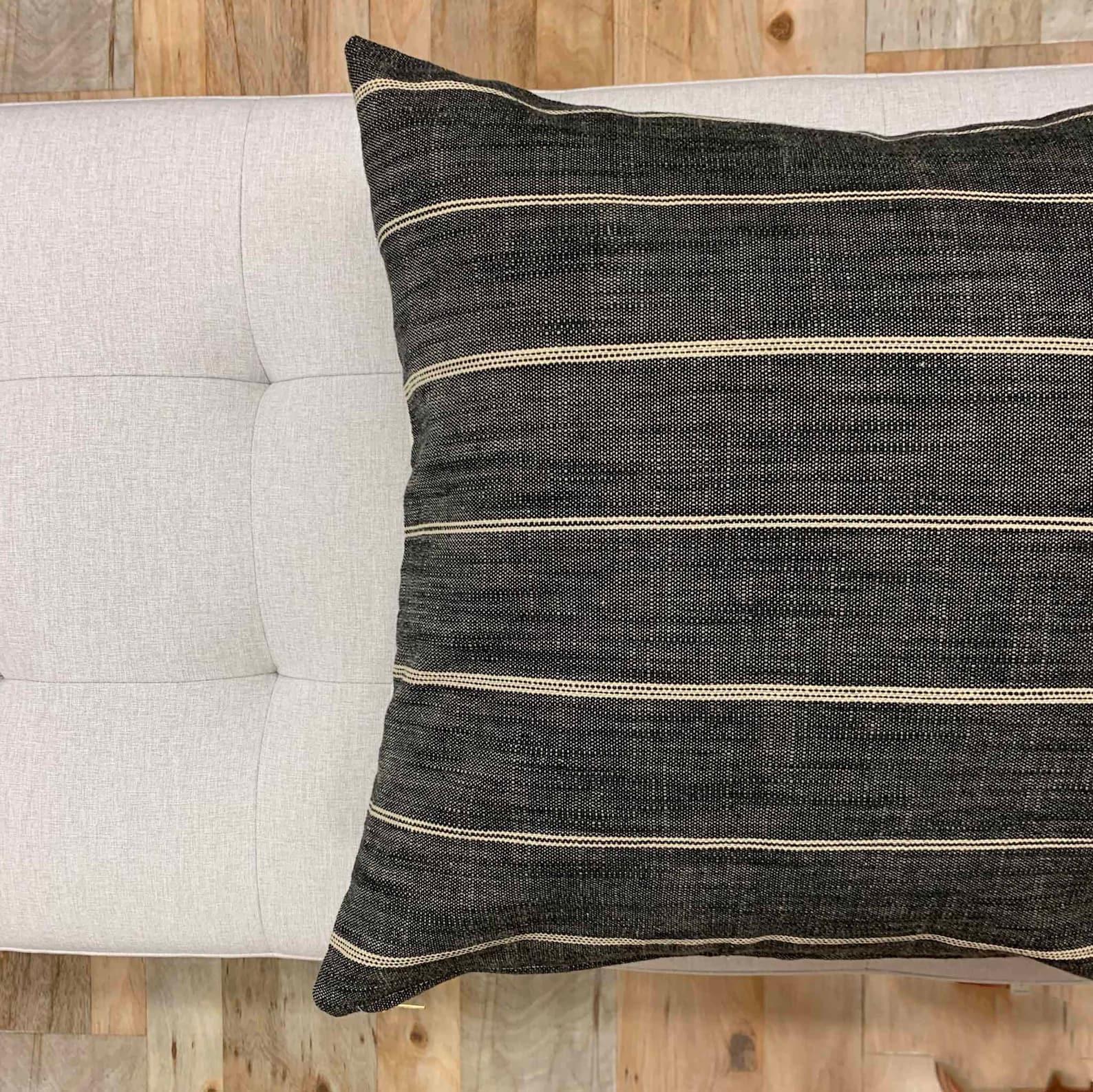 Black Striped Pillow PEARCE Long Lumbar Pillow Black Lumbar Etsy