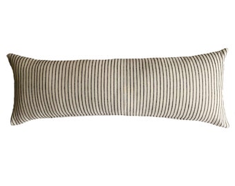 Long Lumbar Bed Pillows, Black Stripe Long  Lumbar Pillows, 14x36 Lumbar, Extra long Lumbar, Many Sizes, Studio Pillows