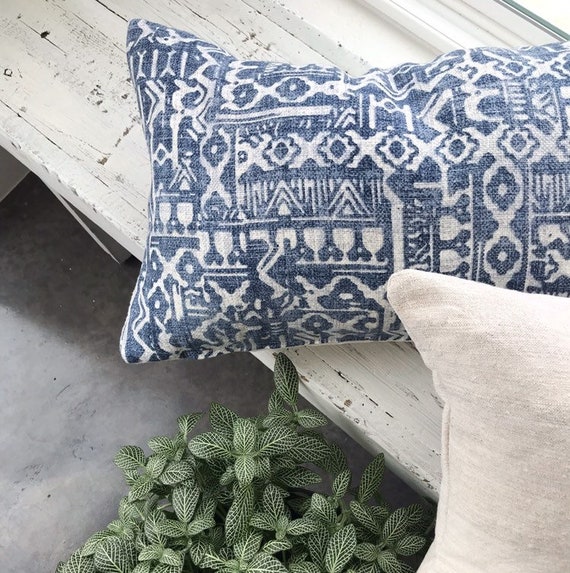 Blue Ikat Pillow Cover Taber Navy Blue Ikat Pillow Cover Etsy