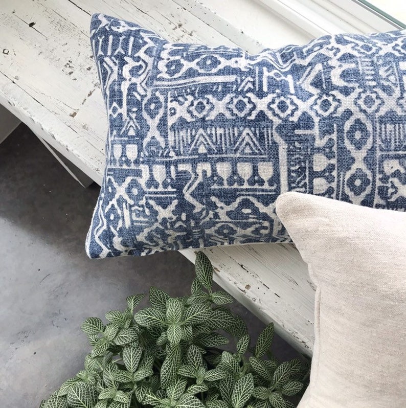 Indigo Pillow Cover Blue Pillow Cover TABER Tribal Pillow Etsy