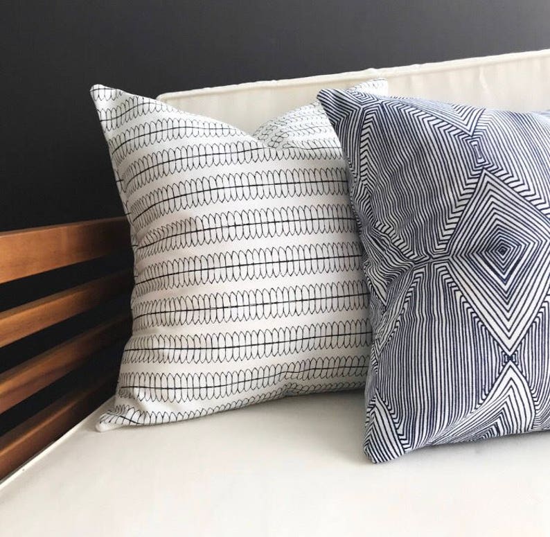Blue Tribal Pillow Cover EVERETT Navy Blue Pillow Cover Etsy