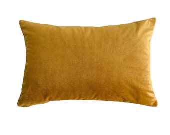 Mustard Yellow Velvet Lumbar Pillow Cover