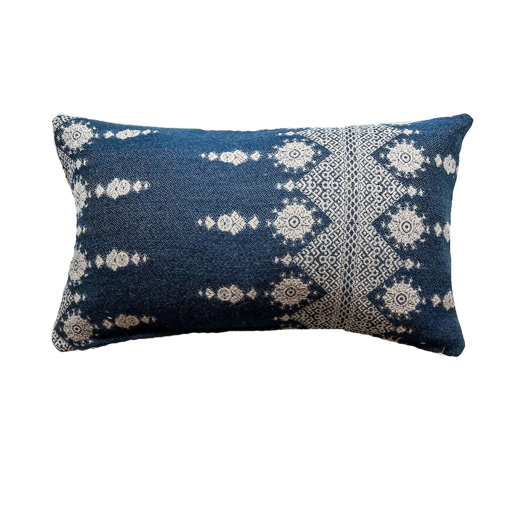 12x20 Blue Woven Pillow Cover 12x20 Lumbar Pillow Studio Etsy