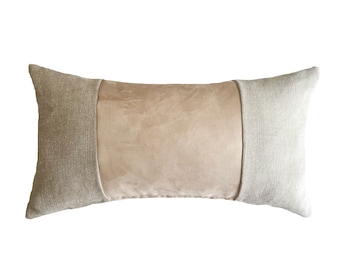 Neutral Wildleder und italienisches Leinen Kissenbezug, lumbal und 22x22