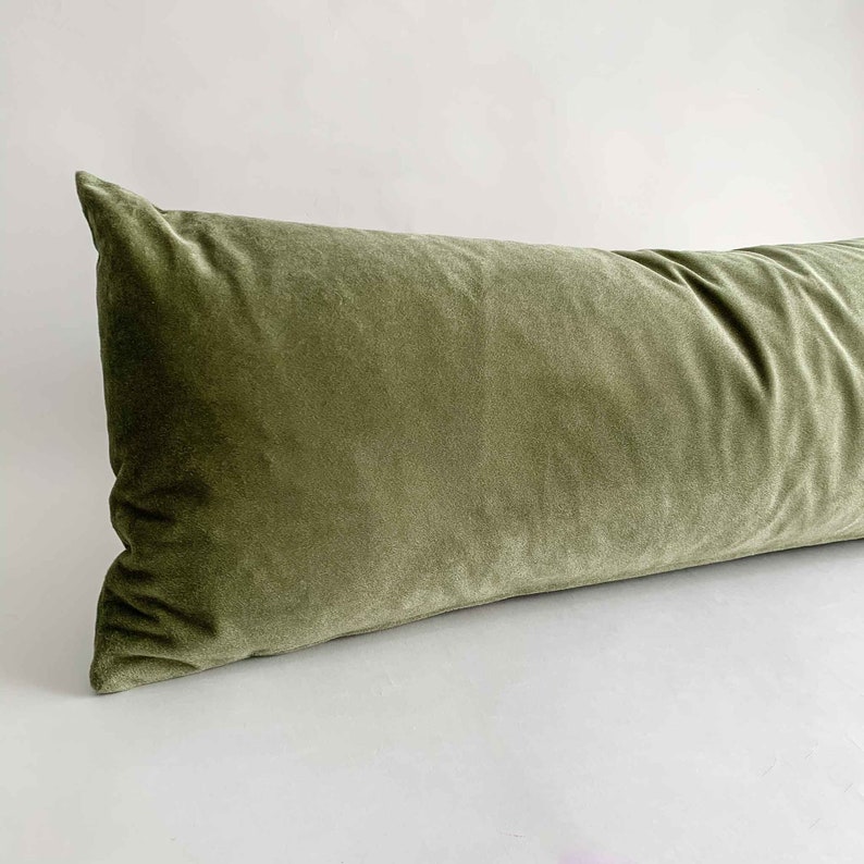 Olive Green Velvet Pillow Cover - Thumbnail 2
