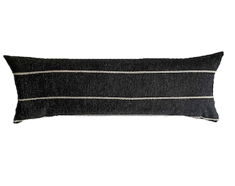 Long Lumbar, Black Striped Lumbar Pillow, BIRCH, 14x36, 20x54, Lumbar, Many Sizes, Studio Pillows