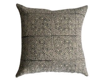 Black Floral Pillow Cover, Moroccan Pattern Statement, Black Floral Lumbar Pillows