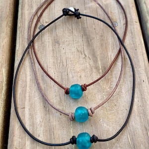 Mens Leather Necklace, Mens Boho Necklace, Mens Surfer Necklace for Him