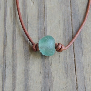 Beach Necklace Boho necklace beach glass layering necklace leather necklace image 4