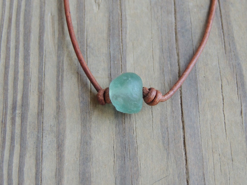 Beach Necklace Boho necklace beach glass layering necklace leather necklace image 4