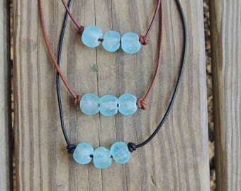 Beach Necklace, African glass necklace, beach lovers gift, surfer necklace, layering necklace, boho necklace