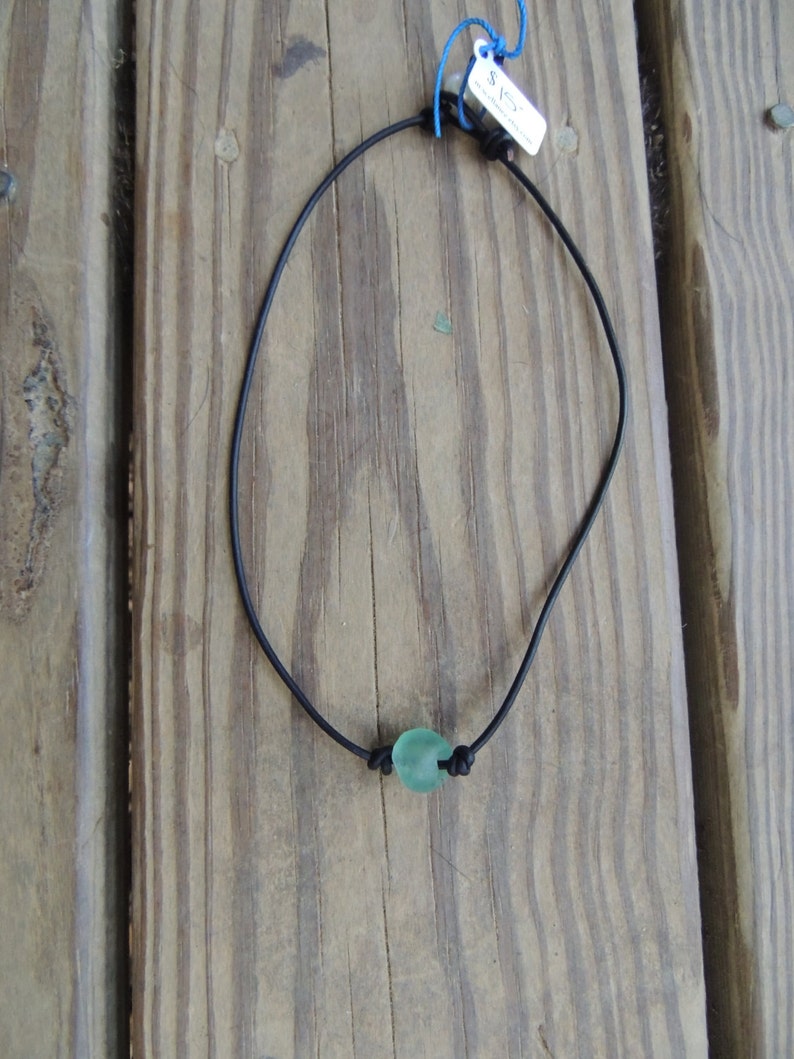 Beach Necklace Boho necklace beach glass layering necklace leather necklace image 3