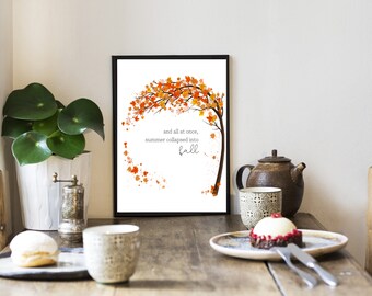 Sommer bis Herbst Zitat druckbare Wandkunst, Herbst Herbst Druck, inspirierende Zitate, herunterladbare Kunst, Wohnheim Dekor, Poster Kunst