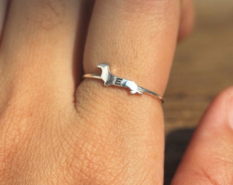 Dog Jewelry Dachshund Ring Adjustable Gold Plated Dog Ring Dachshund Jewelry Wiener Ring Dachshund Owners Gift Gold Sausage Dog Ring