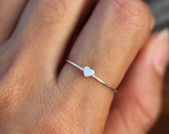 silver Boho ring Sterling Silver ring,Heart Ring minimal Ring,Hammered