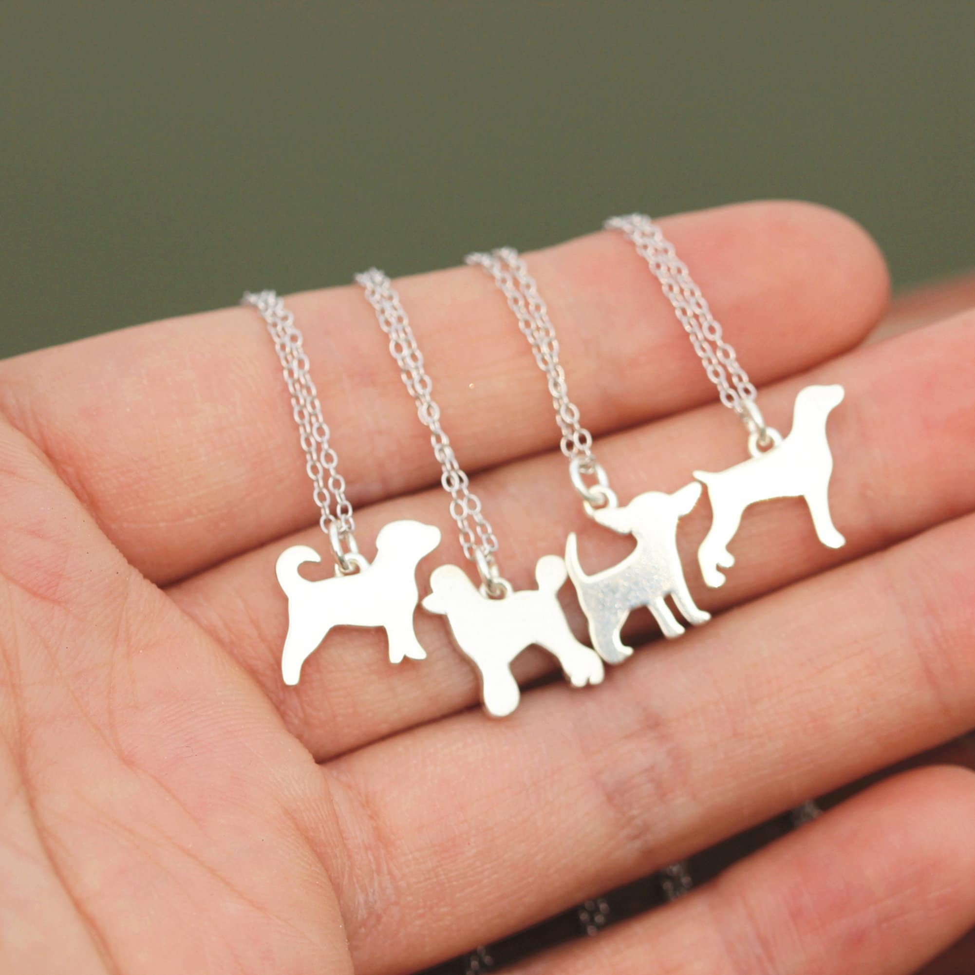 Solid 925 Silver Custom Dog Necklacepuppy Necklacefamily Dog Etsy