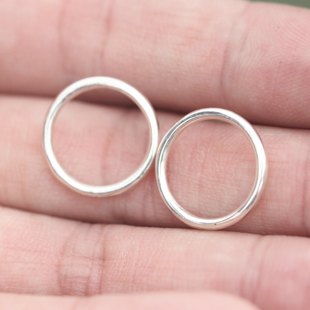 925 Sterling Silver Minimalist Big Open Circle Stud Earrings Etsy