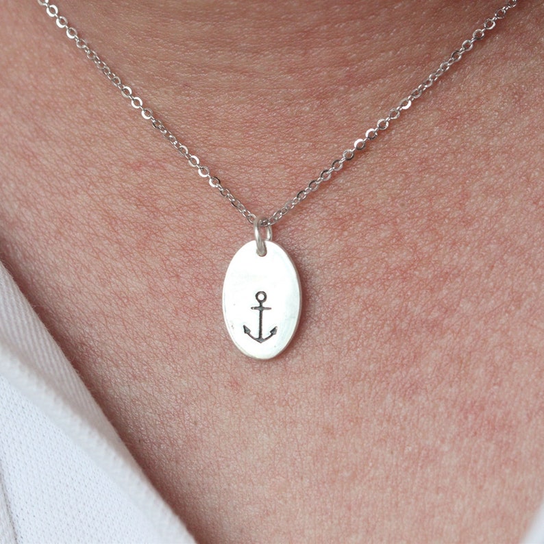 925 sterling silver anchor necklace Dainty Necklace,Silver Nautical Jewelry Silver Necklace Layering Jewellery Anchor Choker Necklace