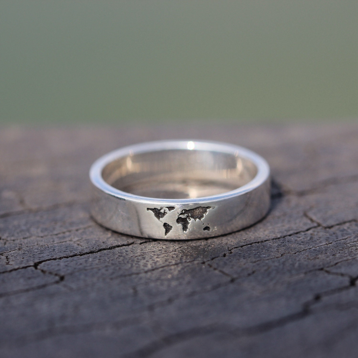 Dainty World Map Ringsilver Globe Ring. Sterling Silver Earth Etsy Canada