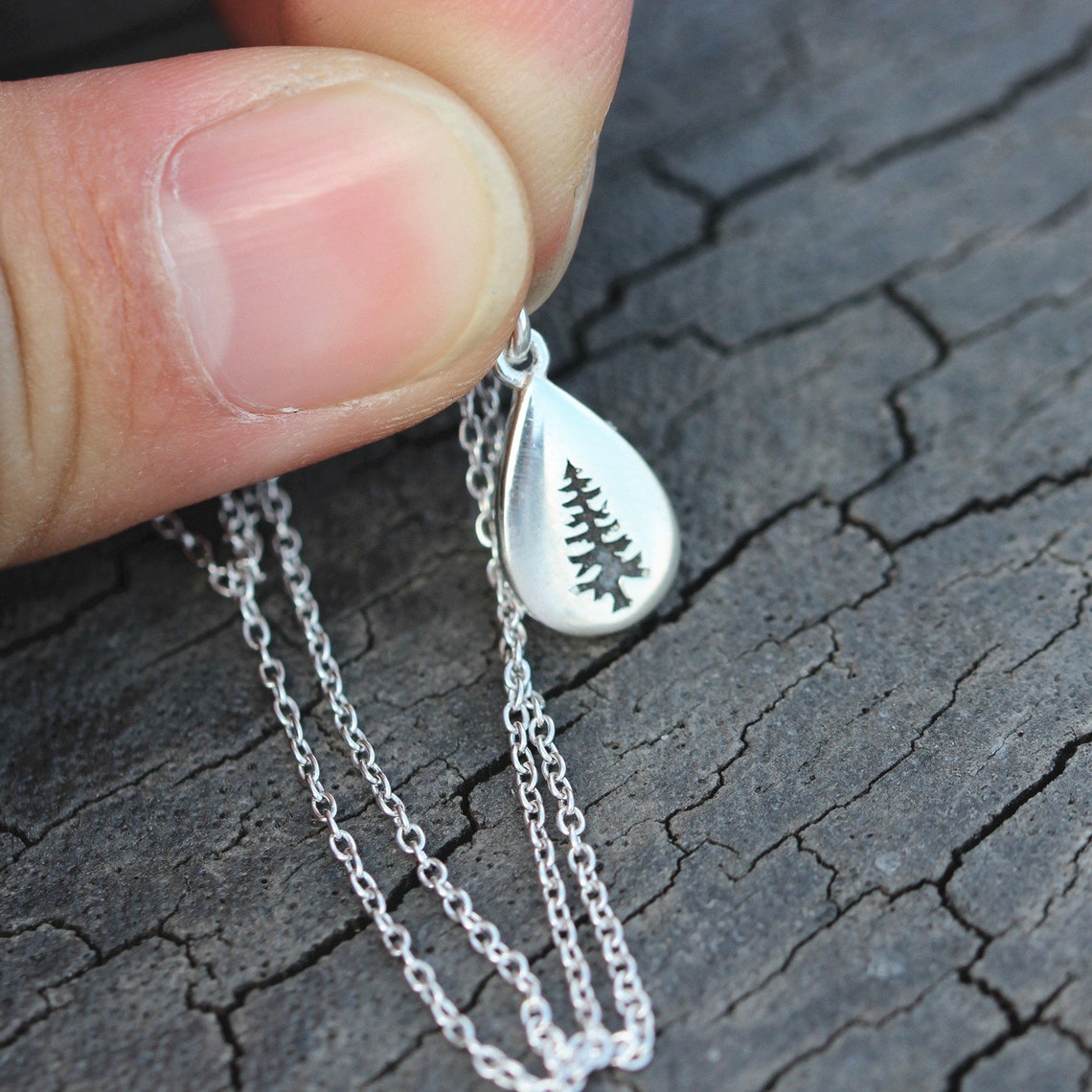 Sterling Silver Pine Tree Necklaceevergreen Tree Etsy