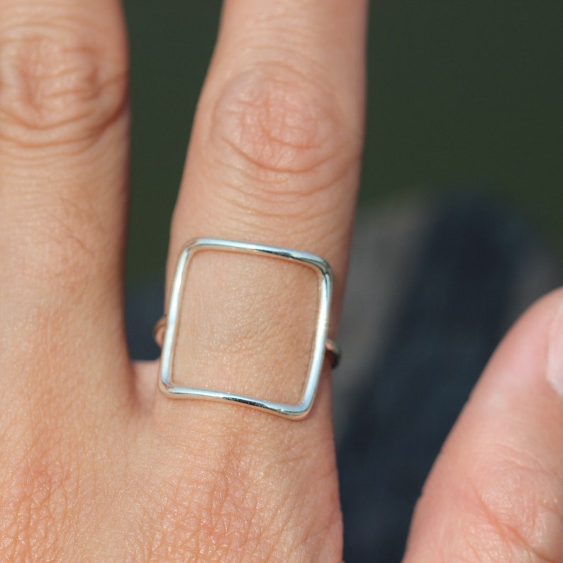 Sterling silver Large square ringrectangle ringdainty Etsy