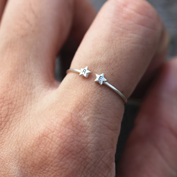 Sister/'s Gifts Custom Letter Ring in Sterling Silver Personalized ring Dainty Initial Ring Minimalist Personalized initial ring