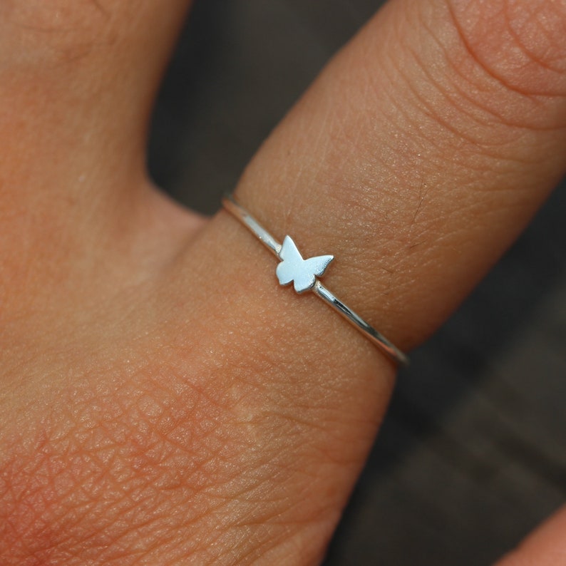 sterling silver tiny Butterfly ring,dainty silver butterfly ring,animal lover ring,tiny jewelry 