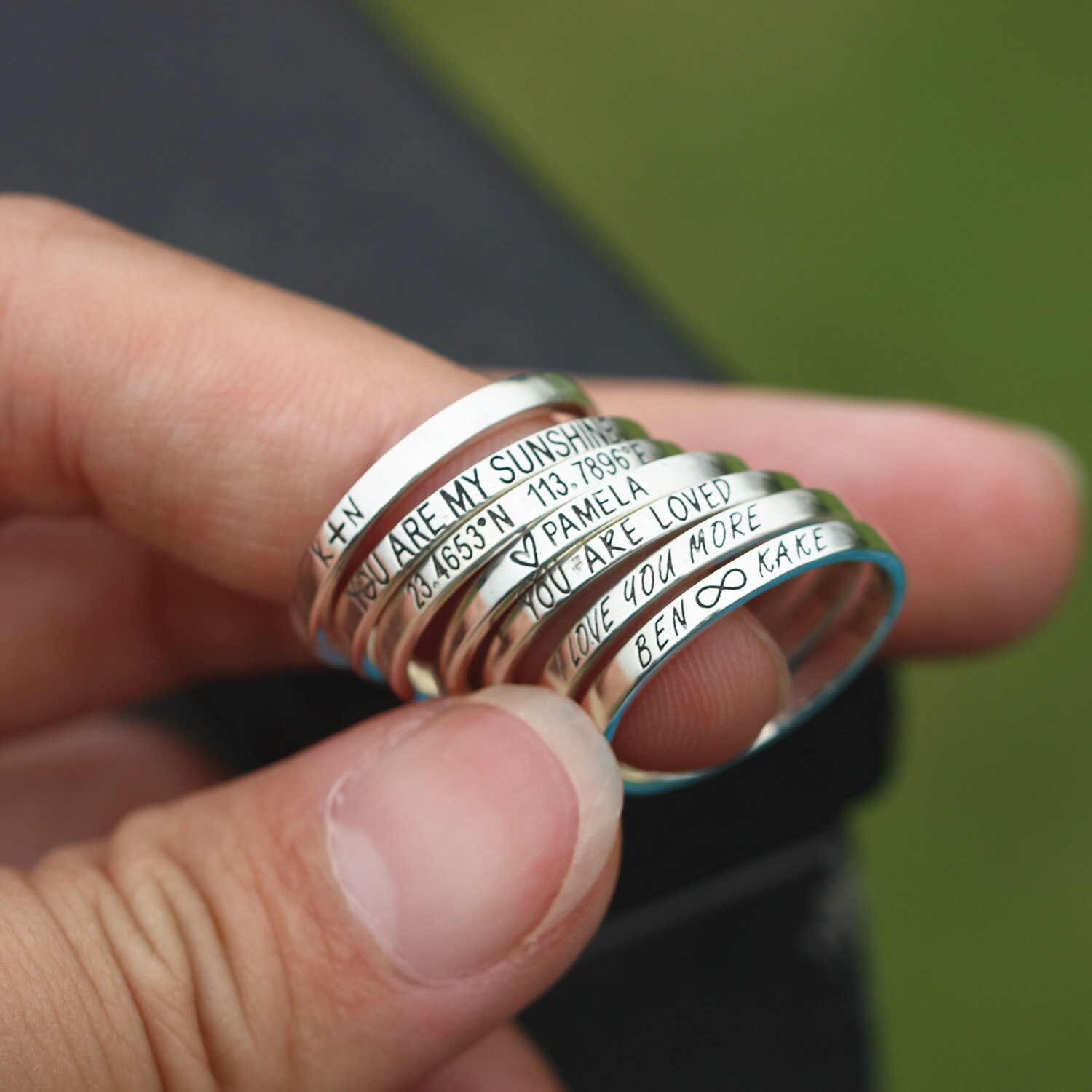 Name Ringsilver Engraved Ringinitials 