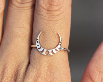 Retro Vintage Stainless Steel Moon Phase Shape Crescent Stacking Wedding Band Promise Ring Retro Vintage Stainless Steel Moon Phase Shape Crescent Stacking Wedding Band Promise Ring