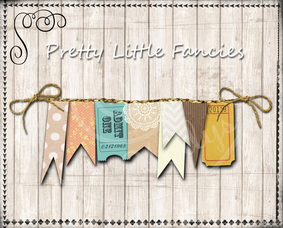 Digital Banner Garland Tickets Rope Lace Doily Clipart Etsy
