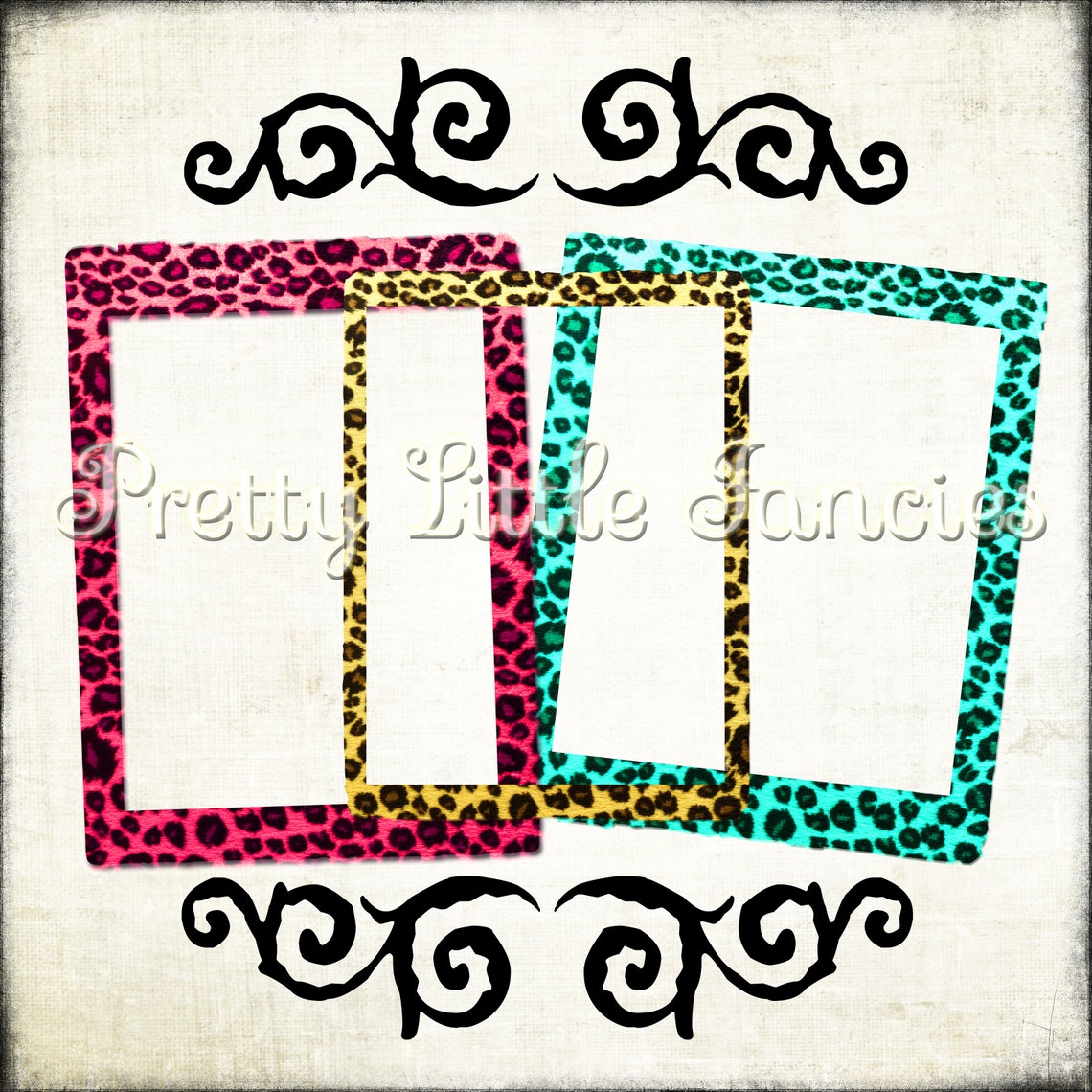 3 Digital Cheetah Print Frames Graphic Design Elements Collage Etsy