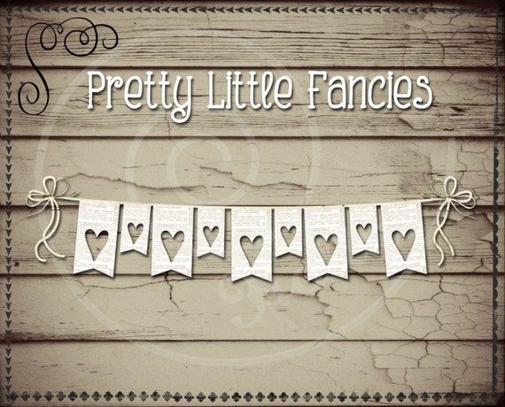 Digital Rustic Banner Clipart Digital Banner Hearts Garland Etsy