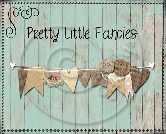 Digital Burlap And Lace Rustic Banner Clipart Etsy