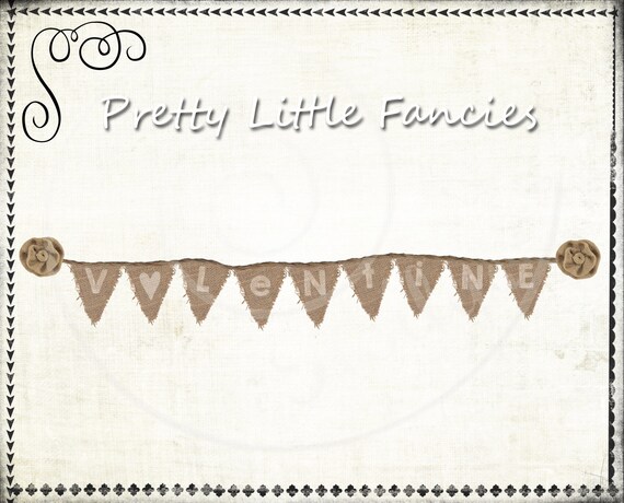 Digital Burlap Valentine Banner Burlap Rosette Roses Banner Etsy