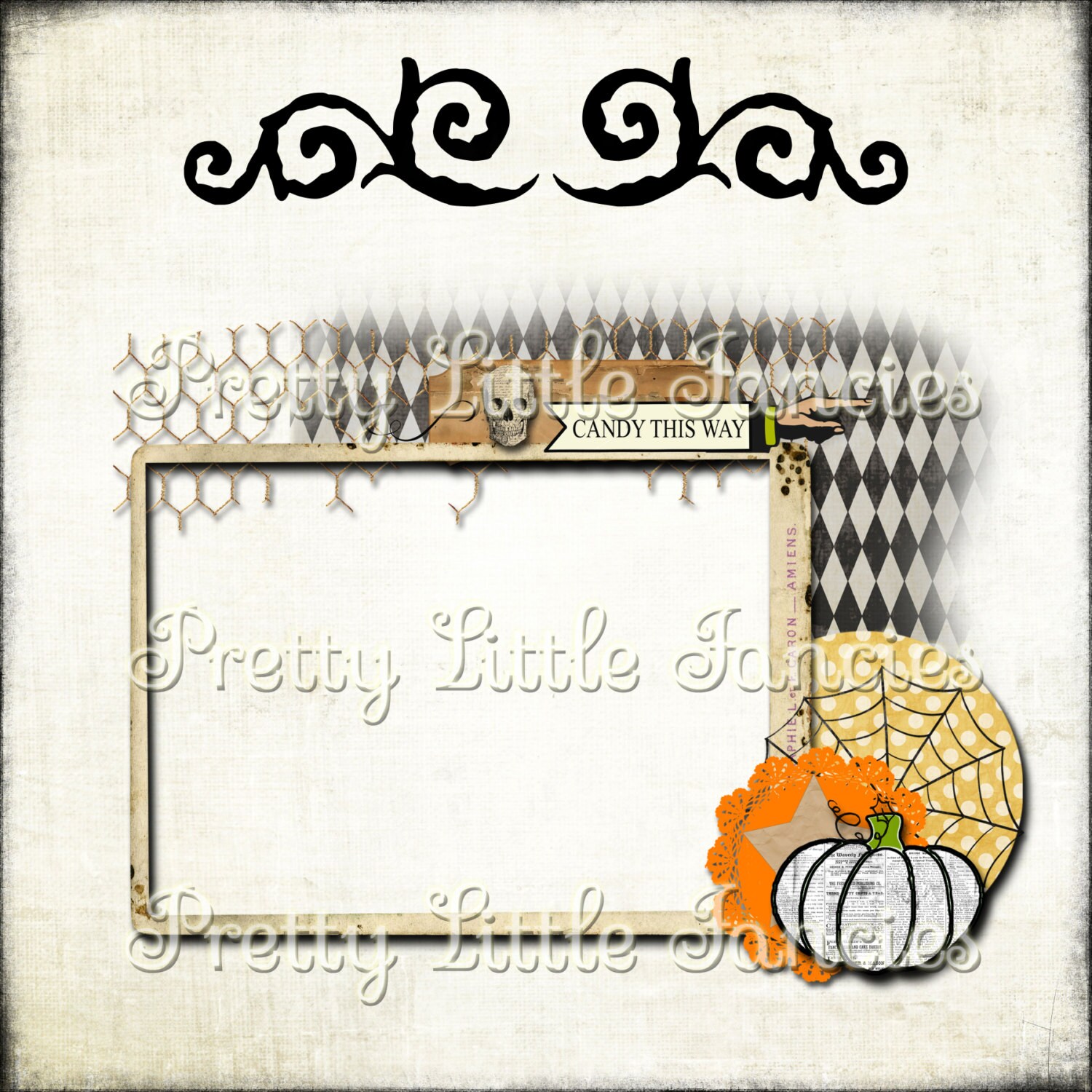 Digital Halloween Picture Frame 5x7 Vintage Skull Pumpkin Etsy