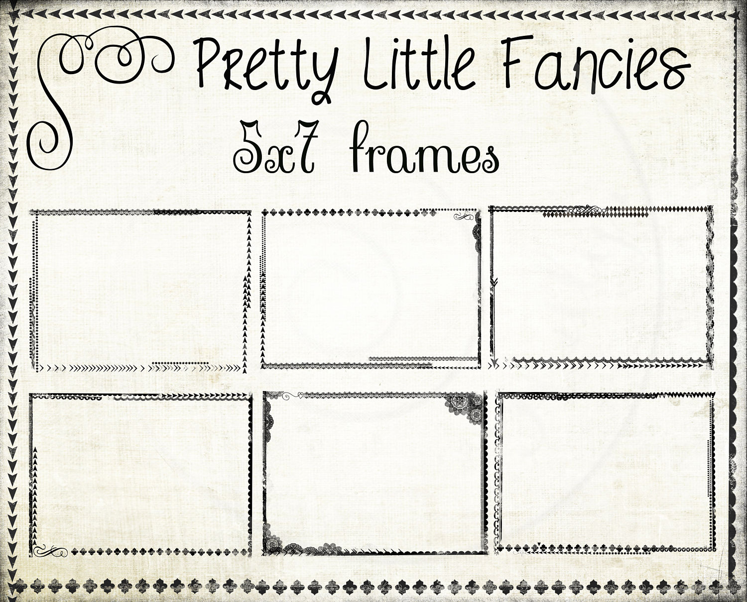 6 Digital 5x7 Picture Frames Borders Clipart Digital Scrapbook | Etsy