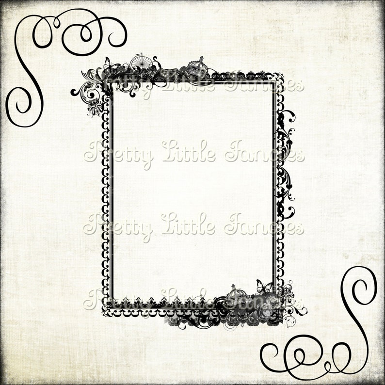 2 Fancy Digital Picture Frames Clipart 5x7 Frame Digital Roses Etsy