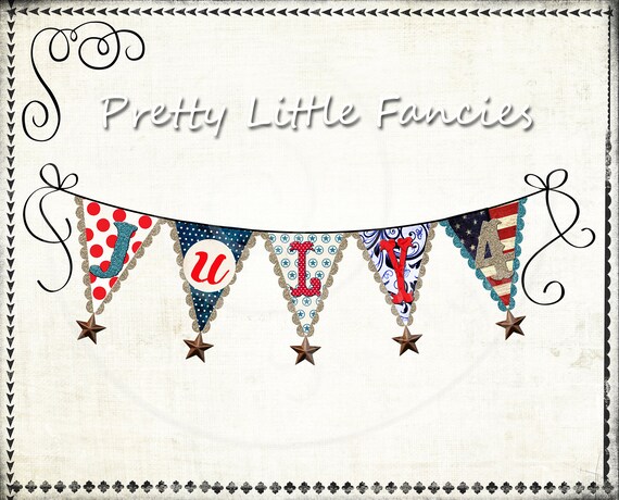 Digital 4th Of July Banner Clipart Rustic Americana Banner Etsy